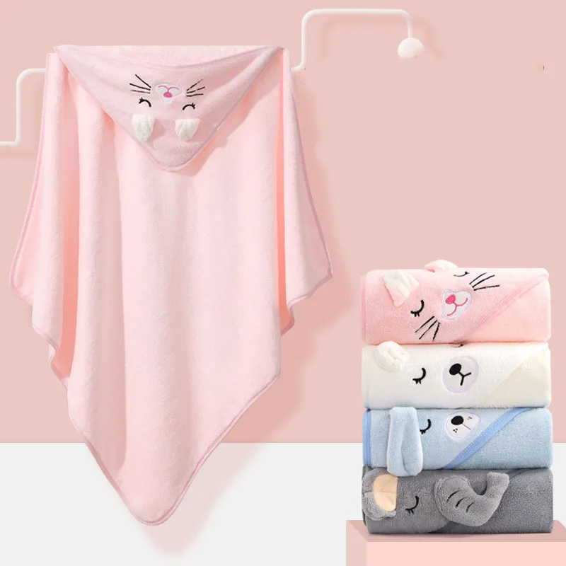 Baby bag with spring and fall baby cartoon blanket baby absorbent coral velvet hooded bathrobe luxury