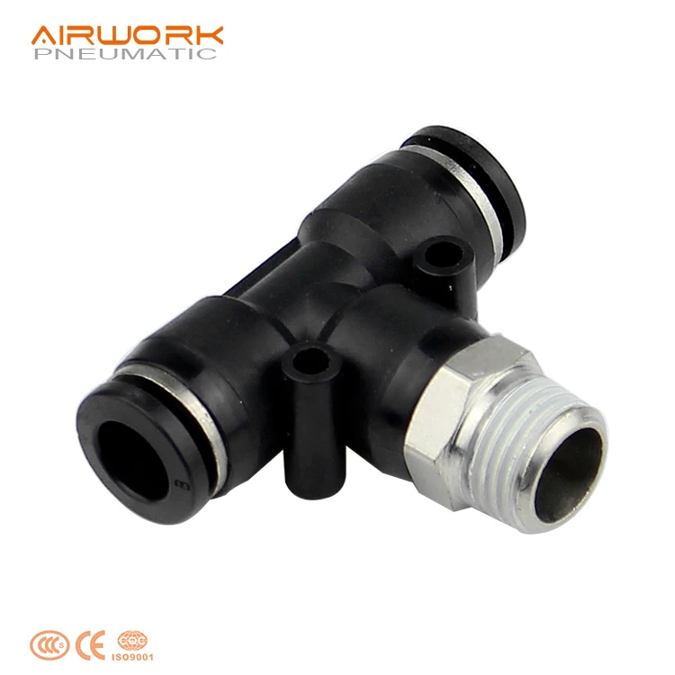 PB pneumatic g-thread one-touch air tube fitting plastic t connector 4 mm 6 mm
