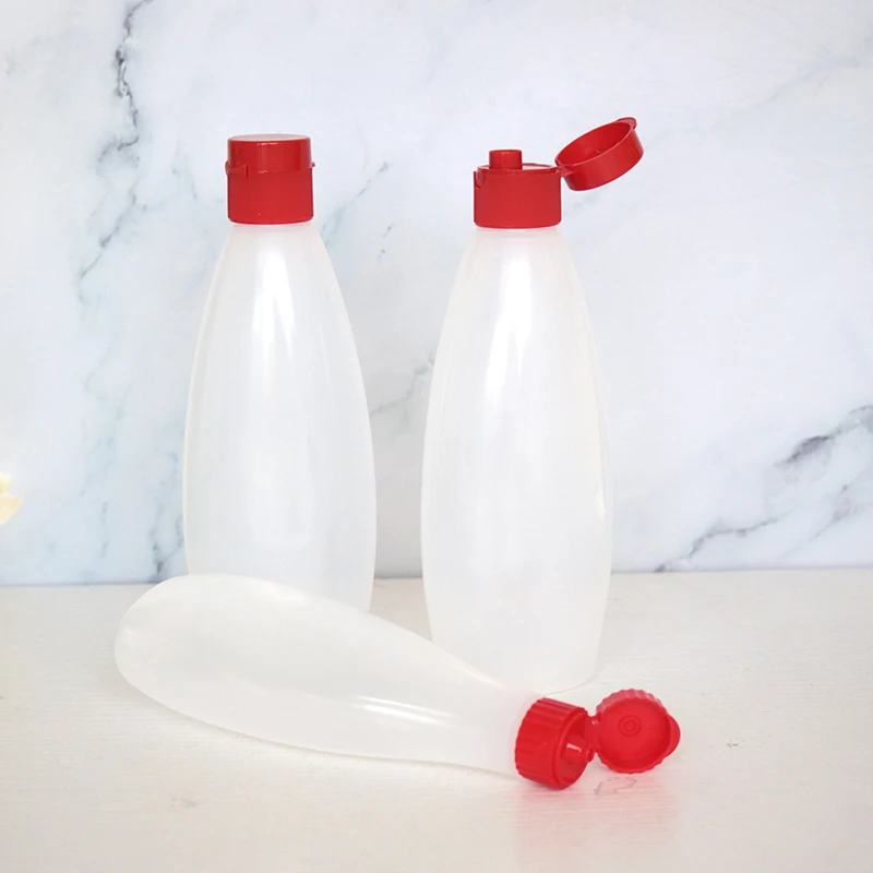 MAYSURE Custom label 200ml 350ml PET Plastic Salad Dressing Flat Square Pet Plastic Maple Syrup Sauce Honey Bottles