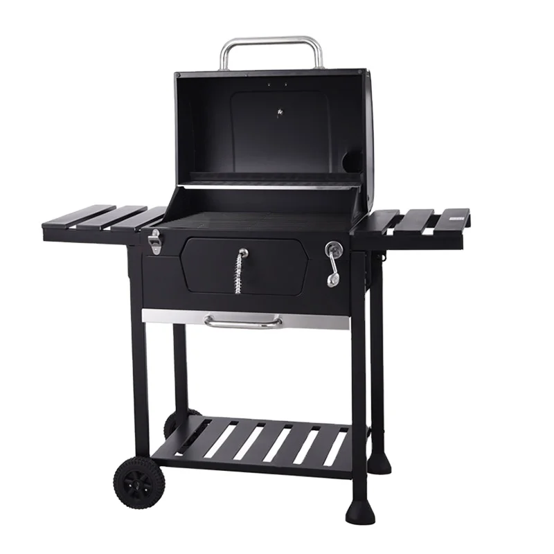 5-6 people use Barrel Barbecue Smoker Oil Drum Charcoal Bbq Grill Offset Smoker with double BBQ grid