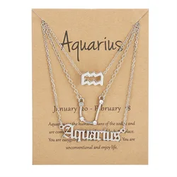 12 Constellation Zodiac Sign Necklace Muti Layered Chain Zodiac Necklace Set For Women Gift
