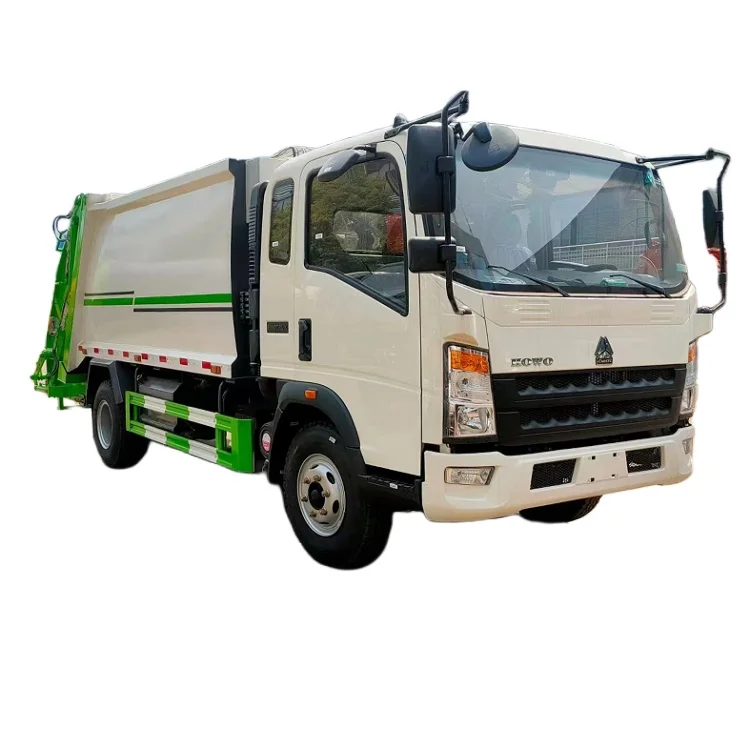 small  howo 7 m3 compressed garbage truck street 120L/240L dustbin cleaning vehicle household waste  collection