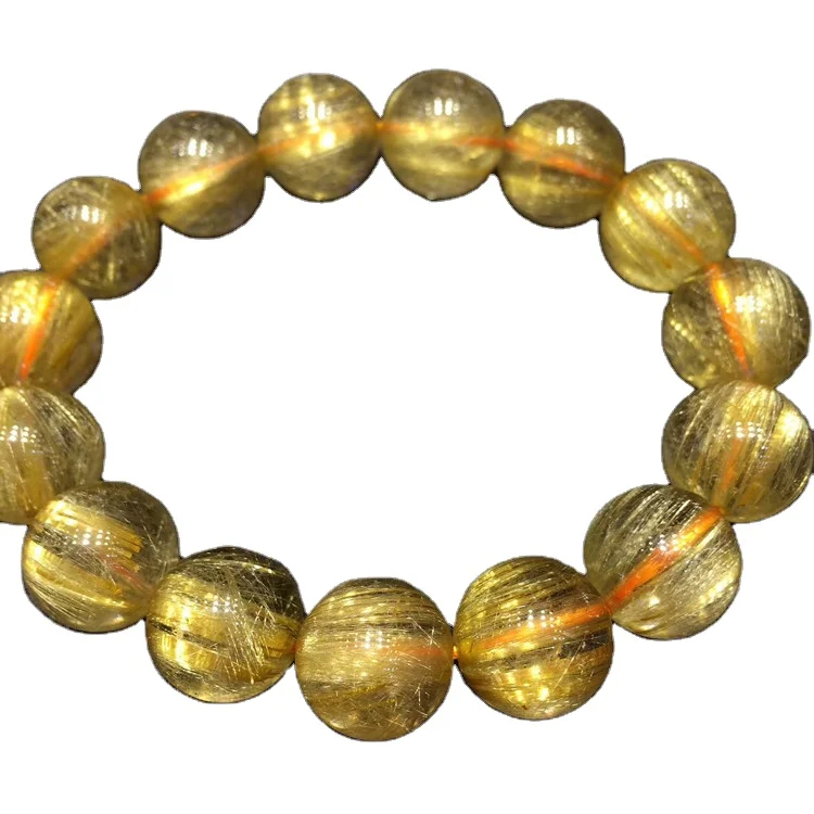 Wholesale Natural High Quality Different Size Crystal  Gold Rutilated Quartz Healing Bracelets For Gifts