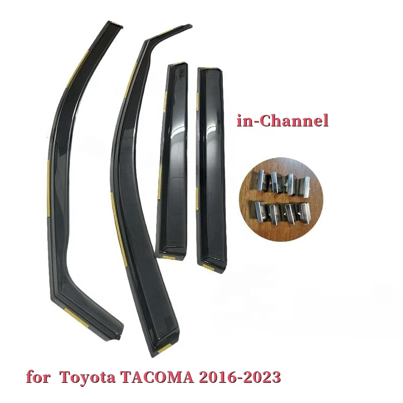 Acrylic In-Channel Window Rain Guards for 2016-2023 Toyota TACOMA Pickup Effective Window Deflectors