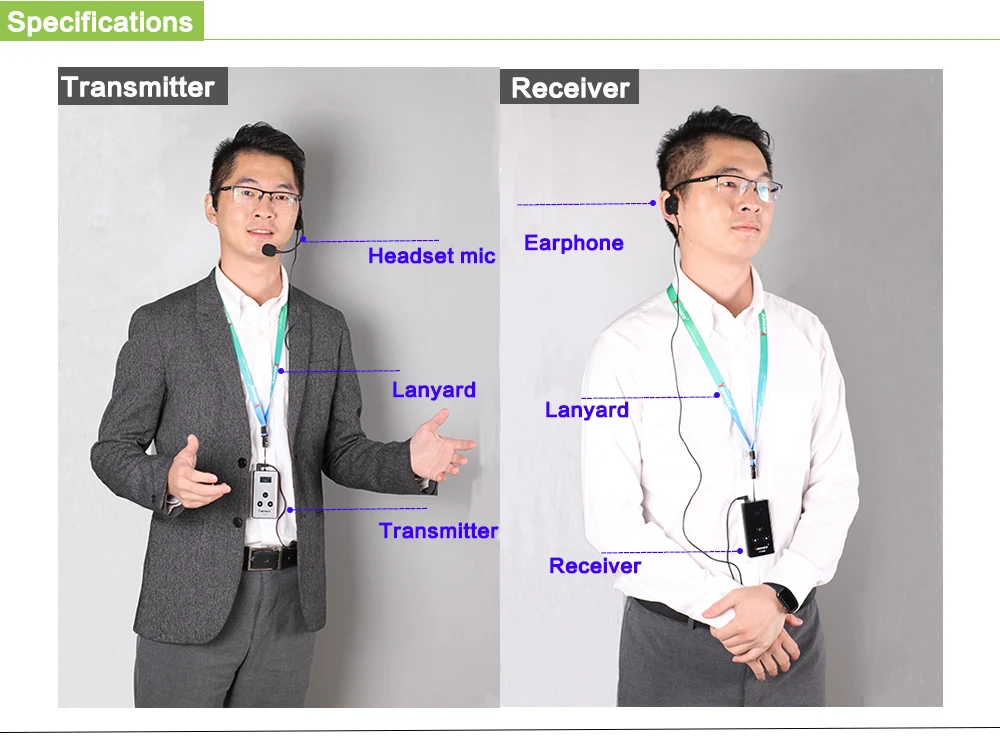 Professional Wireless audio transmitter Tour Guide System for Traveling Museum Visit Conference