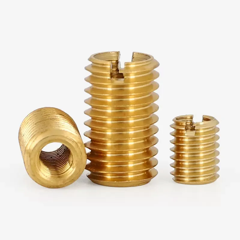 Quality Customized internal and external teeth Brass Self Tapping Threaded Bushing Thread Insert For Metal Or Plastic Inserts