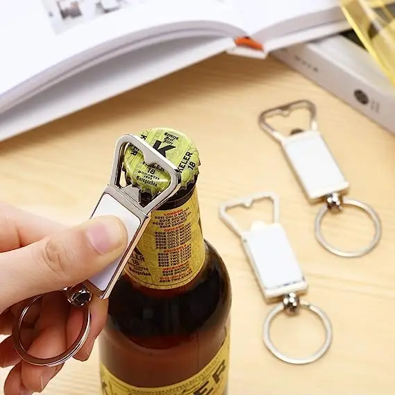 Customized Engraved Logo Metal Keychain with Bottle Opener Promotion Metal Gift Keychain with Bottle Opener