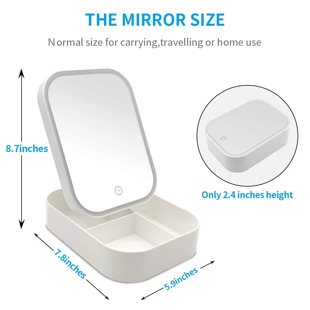 Лидер продаж, складной органайзер для макияжа C & C 2023 с коробкой для хранения для путешествий с сенсорным экраном со светодиодным освещением, зеркало для макияжа