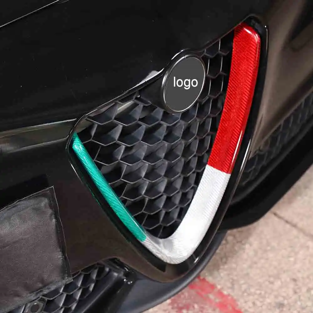 Real carbon fiber Three-color front grille V-shaped frame cover for Alfa remeo Giulia