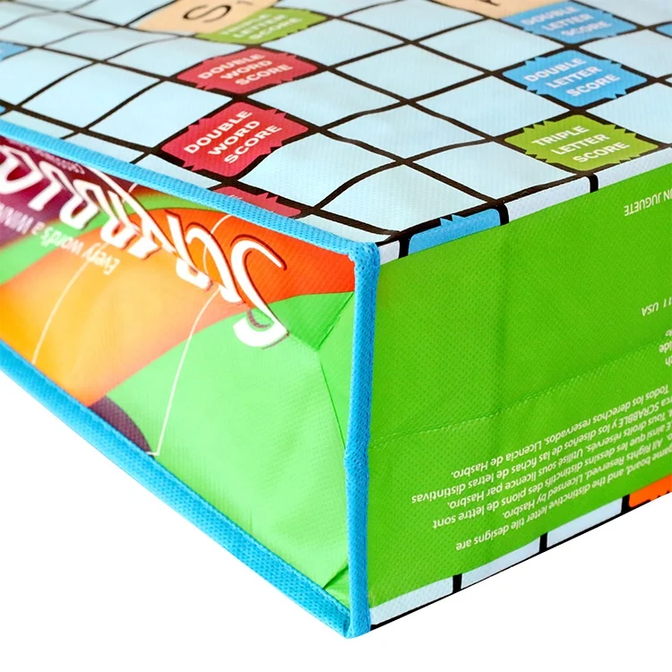 Wholesale eco cheap handle customized logo full color printing reusable foldable non woven shopping bag