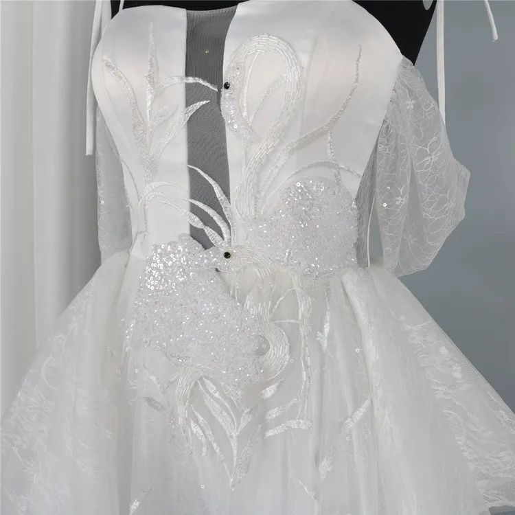 
High Quality Custom Sequined Dancing Lace Up Quinceanera Dress Ball Gowns Floor Length Wedding Dress 