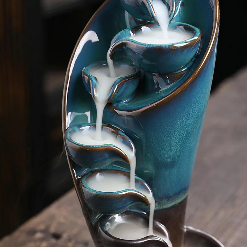 Handmade Fountain Waterfall Incense Holder with Backflow Incense Cones