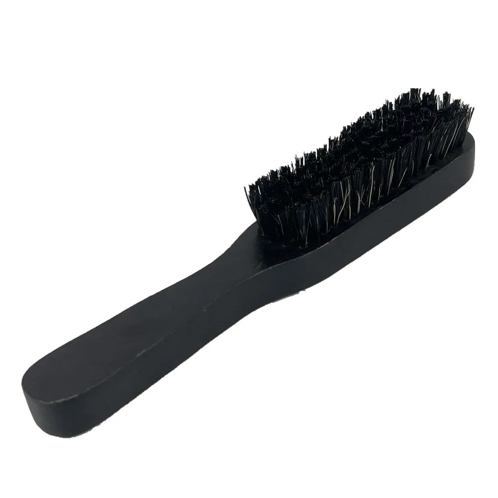 Mens bristle nylon beard brush long handle Black color one side comb daily clean beard styling brush
