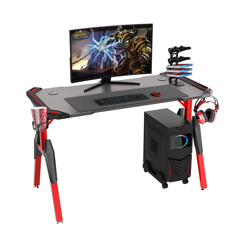 New design Professional gaming desk T shape computer PC  table with wireless charging and USB funtion