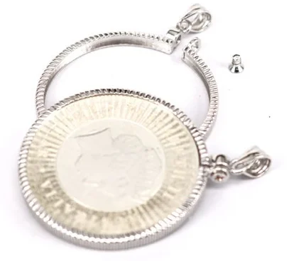 Sterling Silver 1 oz American Walking Liberty Silver Eagle Dollar Diamond Cut Coin Bezel 40.60mm x 3.05mm