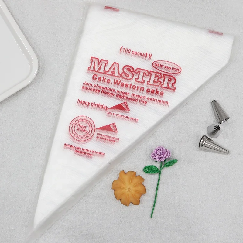 10 Inch 100 pcs HDPE thick cupcake baking decorating tools kitchen diy plastic disposable tipless custom cake  piping bags
