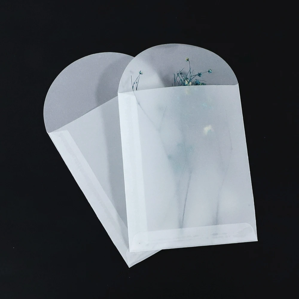 Factory sale custom small translucent paper envelope 110gsm square flat jewelry packaging paper bag