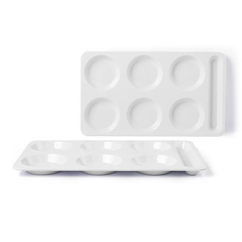 Custom Anti-Slip Plastic Dinner Plate Rectangle-Shaped Melamine Dish in Colorful Printing for Rice Noodle Soup Udon Pho Tayo