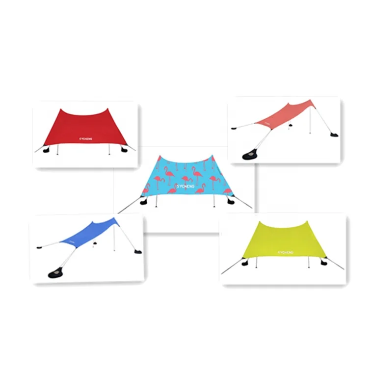 Pop Up Beach Tent Sun Shelter UPF50+ with Sand Shovel Ground Pegs and Stability Poles Use For Camping
