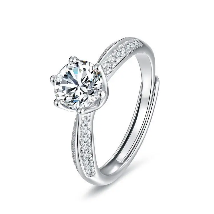 Classic Mossan ring S925 sterling silver 1 carat Mossan diamond ring for women