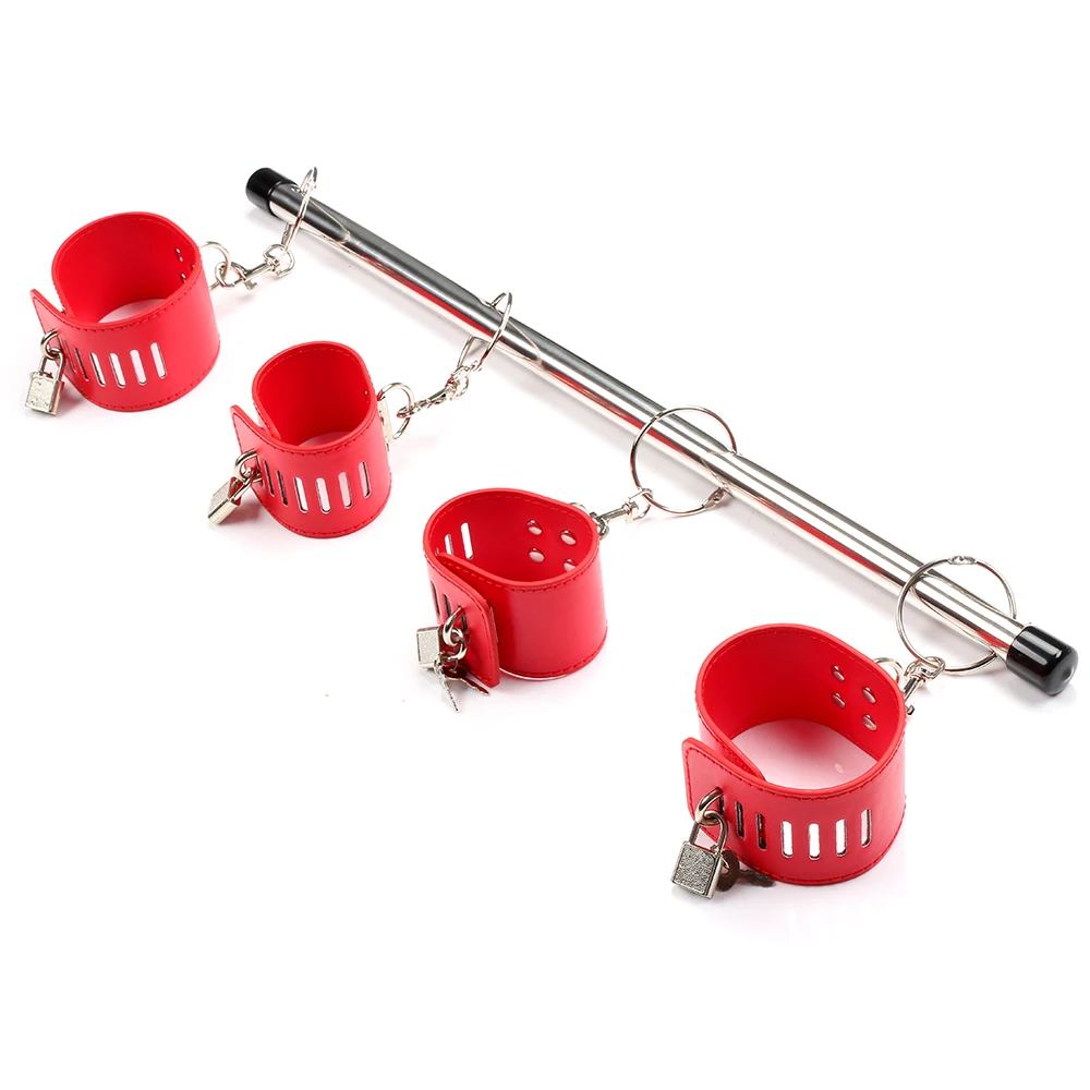 SM Restraint Fetish Bondage Removable Stainless Steel Spreader Bar Handcuffs Ankle Cuff Slave Open Leg