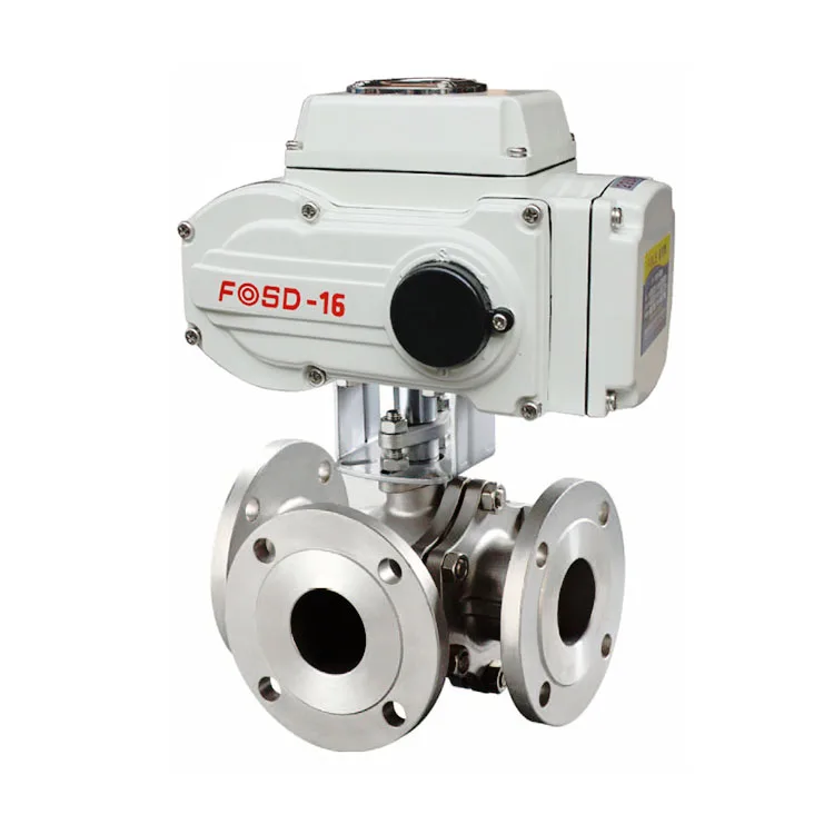 Wholesale UPVC PPH CPVC PVDF PP Body material Electric three-way flange ball valve