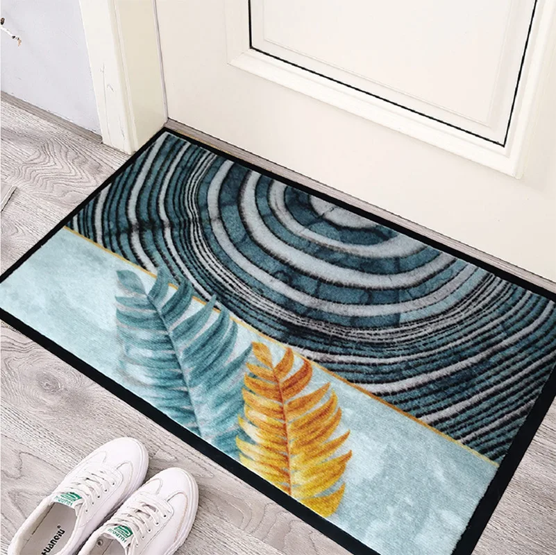 Non Slip PVC Backing Cut Pile Polyester Printed Door Mat Indoor Outdoor Mats