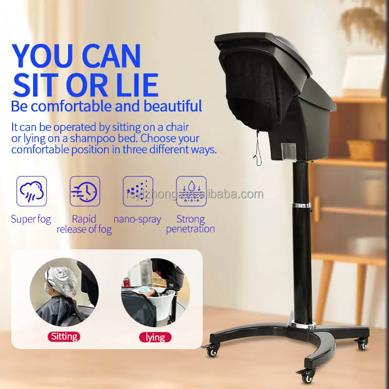 High Quality Wholesale Ultrasonic Micro Mist Hairdressing Hair Steamer for Beauty Salon 7 Color Lights O3 Ozone Hair Spa Machine