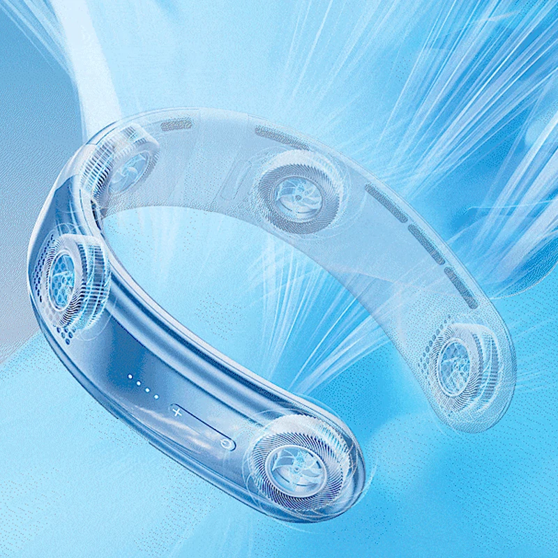 4000mAh Portable Travel Bladeless Hanging Neck fan USB Battery Operated Wearable Rechargeable Blade Less 5 Speeds Neck Fan