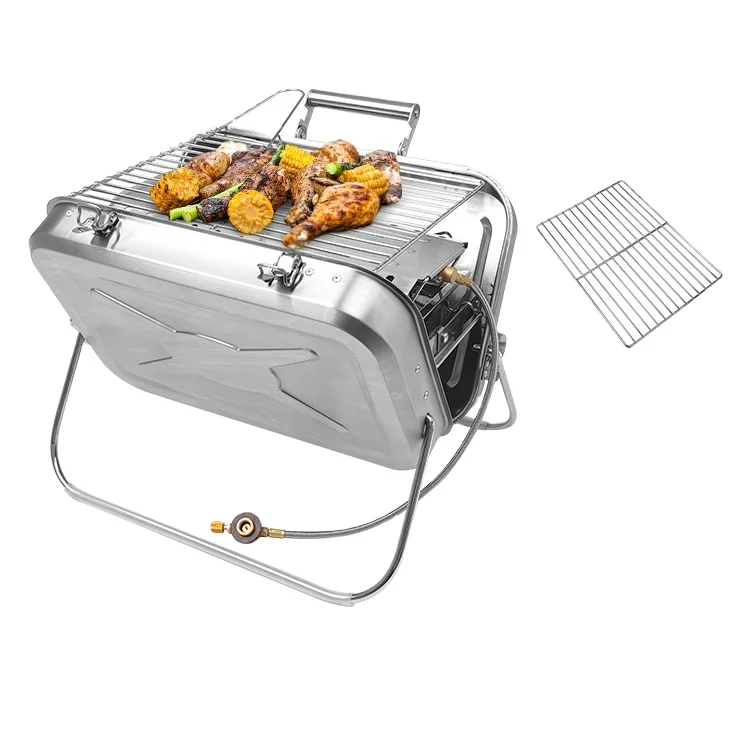 commercial korean  smokeless Briefcase Barbecue Grill Folding Table Grill Stainless Steel Outdoor Portable Gas Bbq Grill