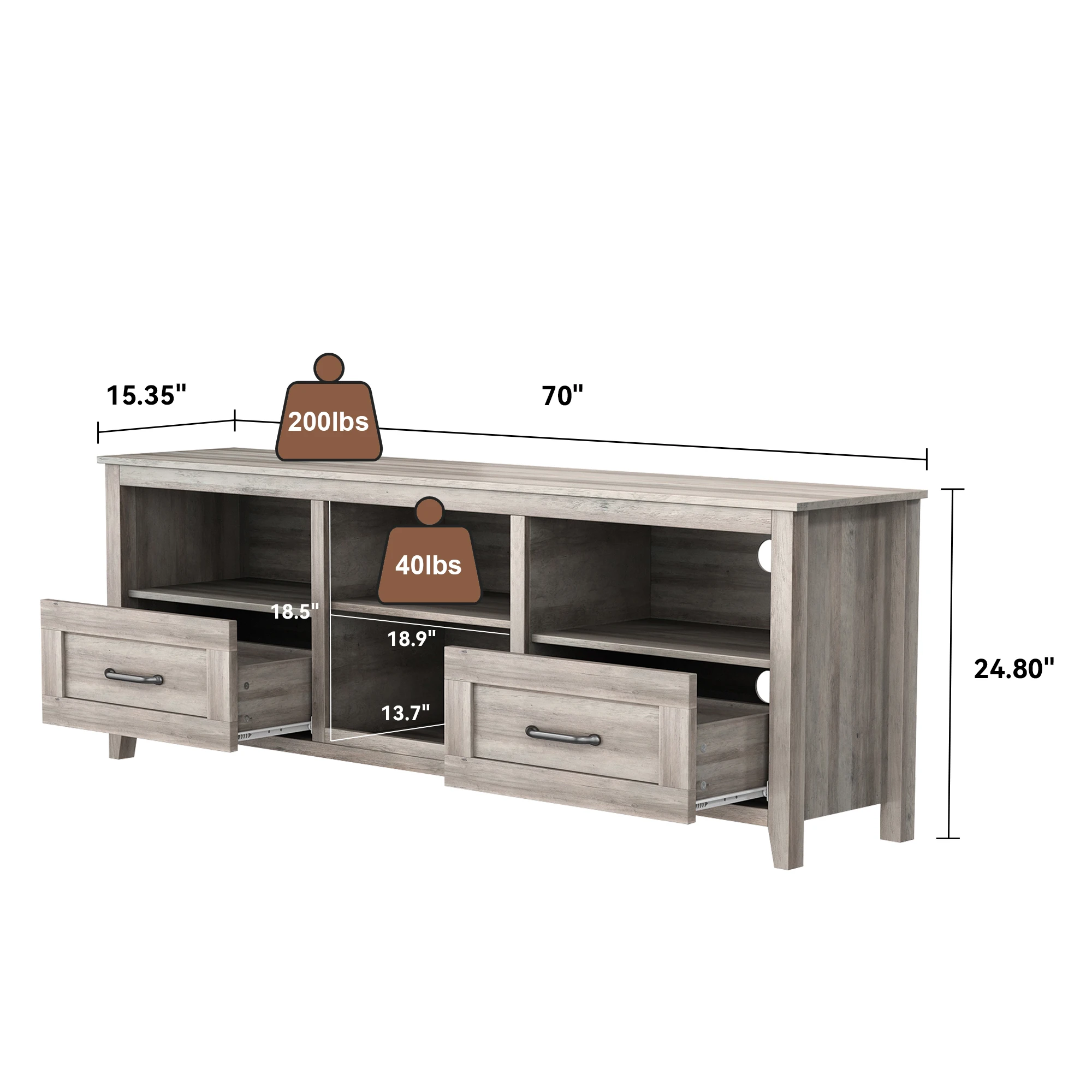 Stock In America Mid Century 70 Inch Long Media TV Console Table Modern Entertainment Center with Drawers