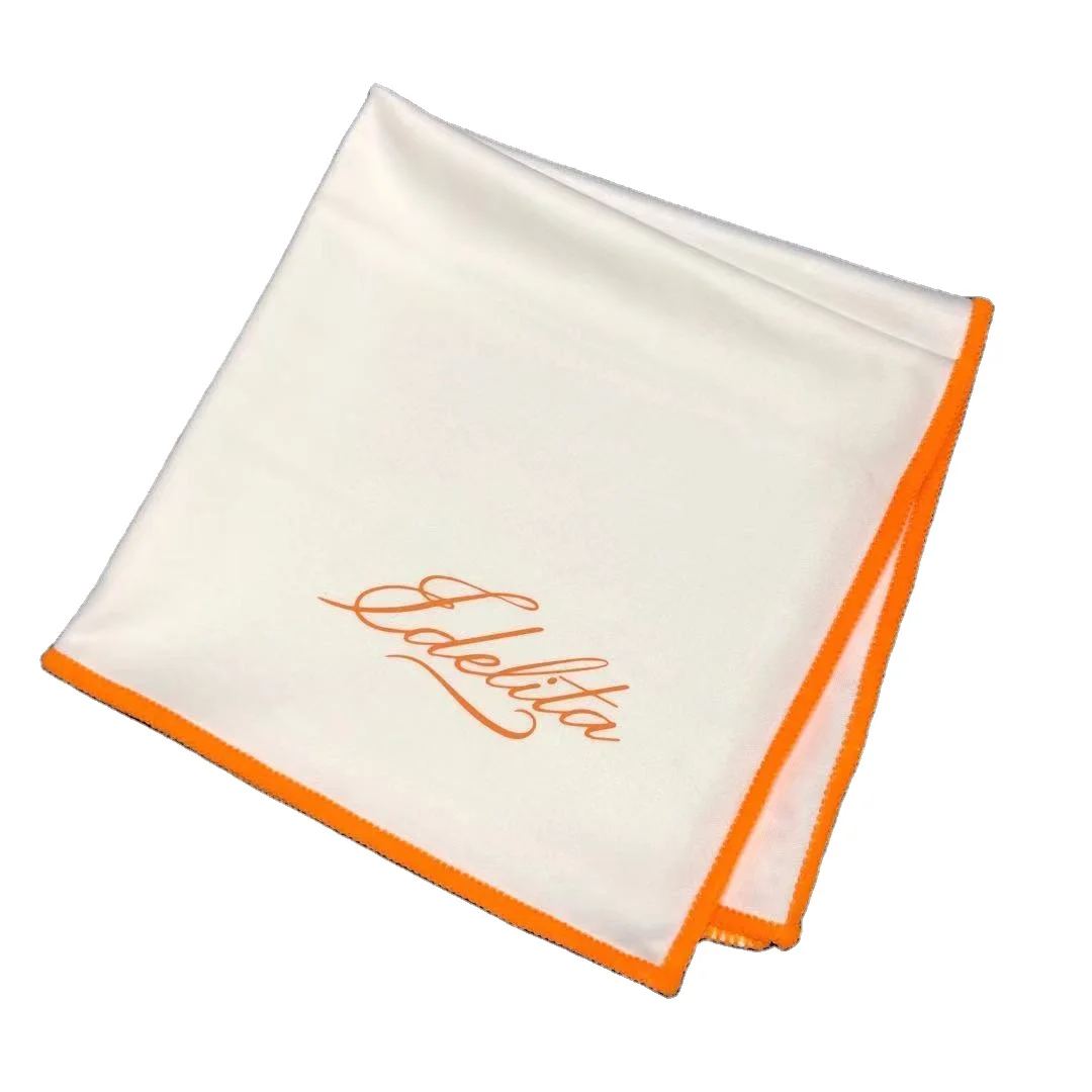 Custom White and Black sewing Edge Professional Microfiber Suede Wine Glass Fine Polishing Cloth with border