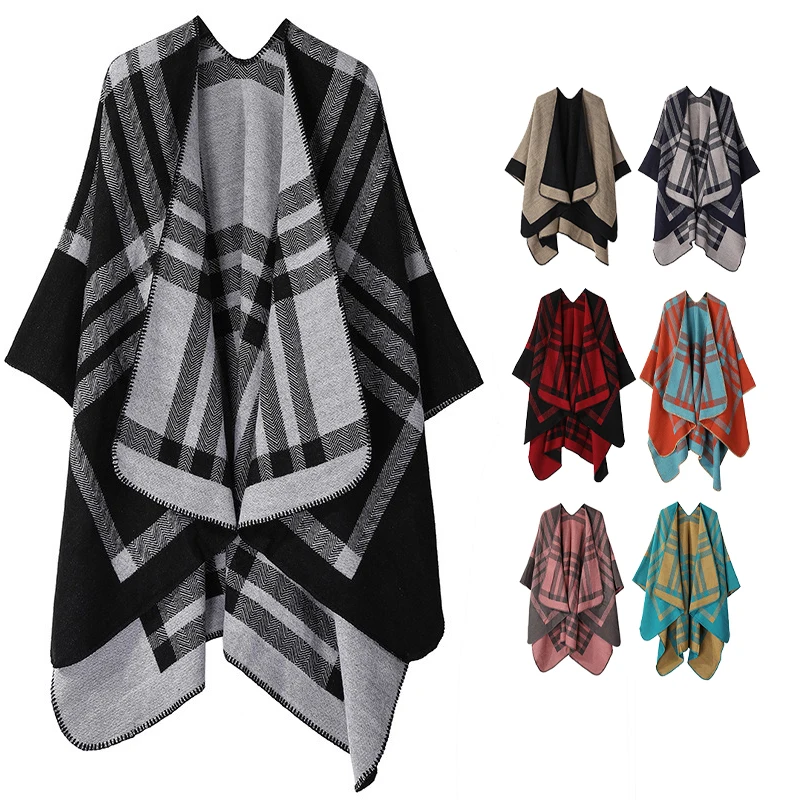 China Factory Brand Custom Winter Cashmere Feeling Women Scarf Female Luxury Brand Scarves Lady Cape Heavy Pashmina Poncho