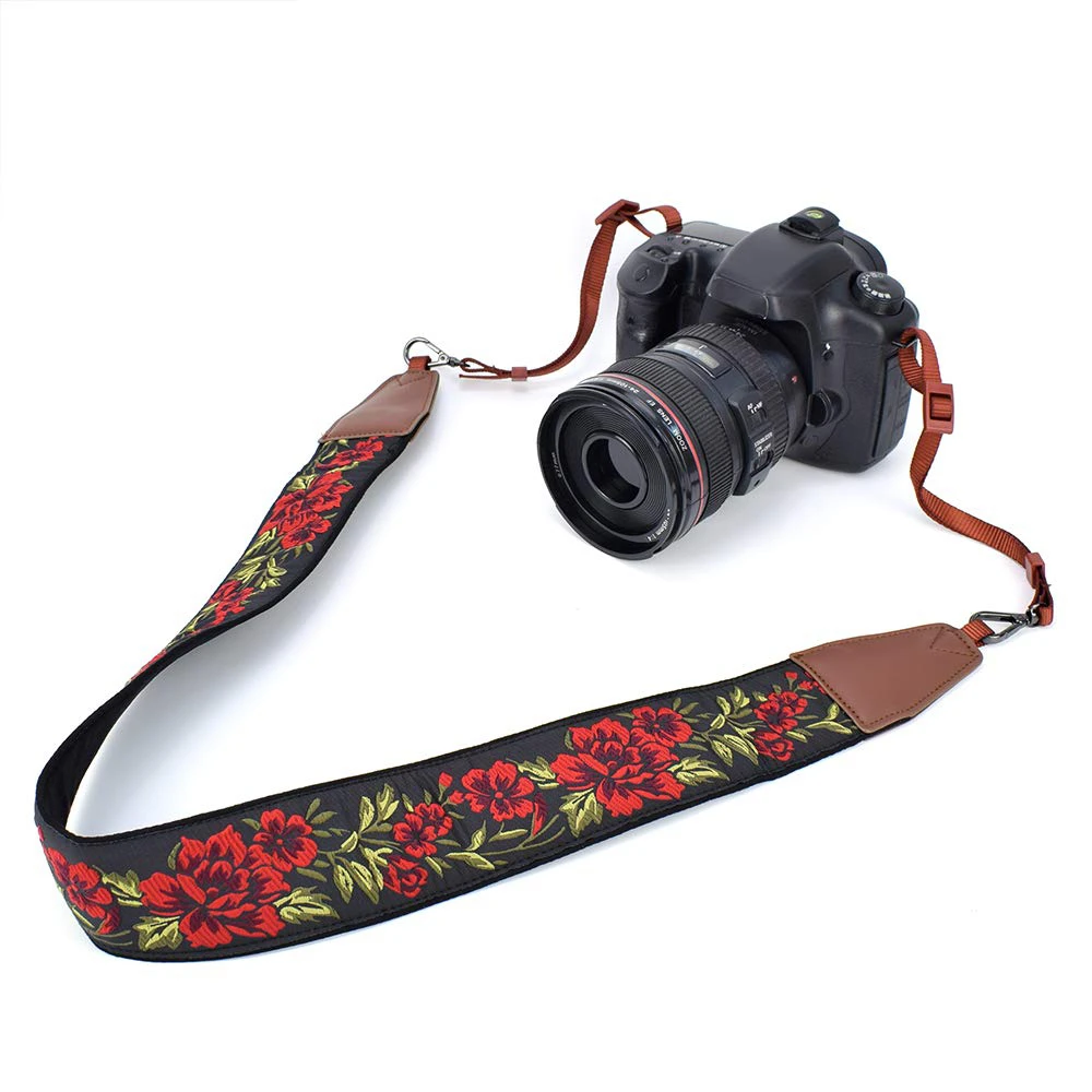
Promotional Sale Vintage Colorful Custom Embroidered DSLR Camera Straps 