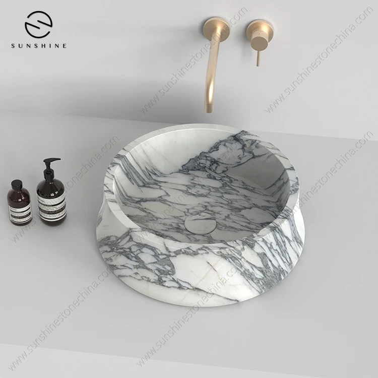 Unique Italian Arabescato Marble Rock Washbasins Stone Modern Bathroom Lavatory Sinks Prices For Shelf