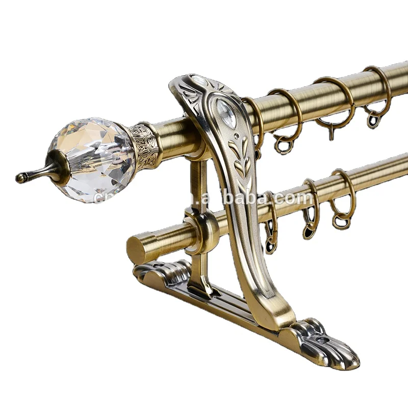 D0058, оптовая продажа, роскошные Заводские карнизы и рельсы, аксессуары, регулируемый кристалл, наконечник, набор двойных карнизов