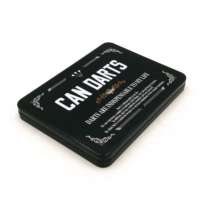 Factory direct OEM rectangular luxury custom made dart packaging thin metal tin case box with EVA foam and hinge