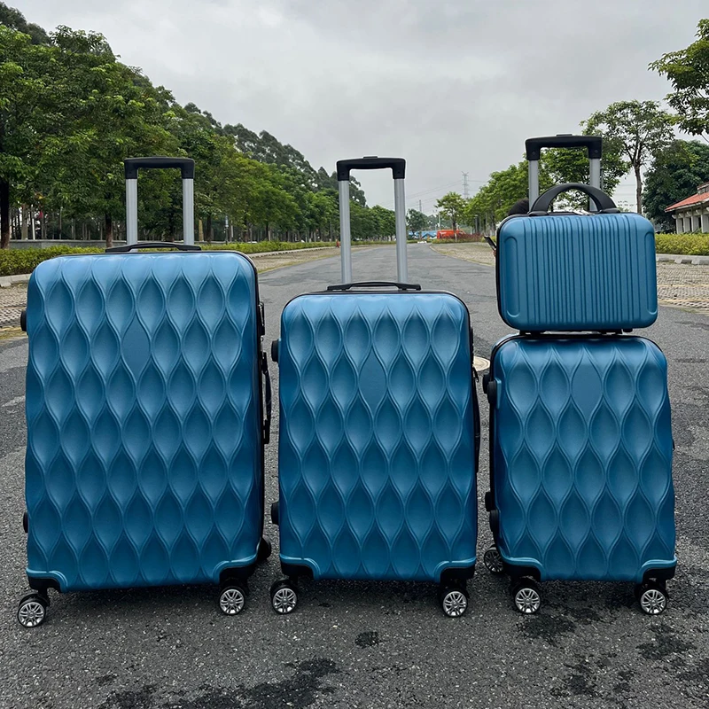 Wholesale 14 20 24 28 inch custom 4 piece ABS travel bag set trolley luggage travelling suitcase suit with lock