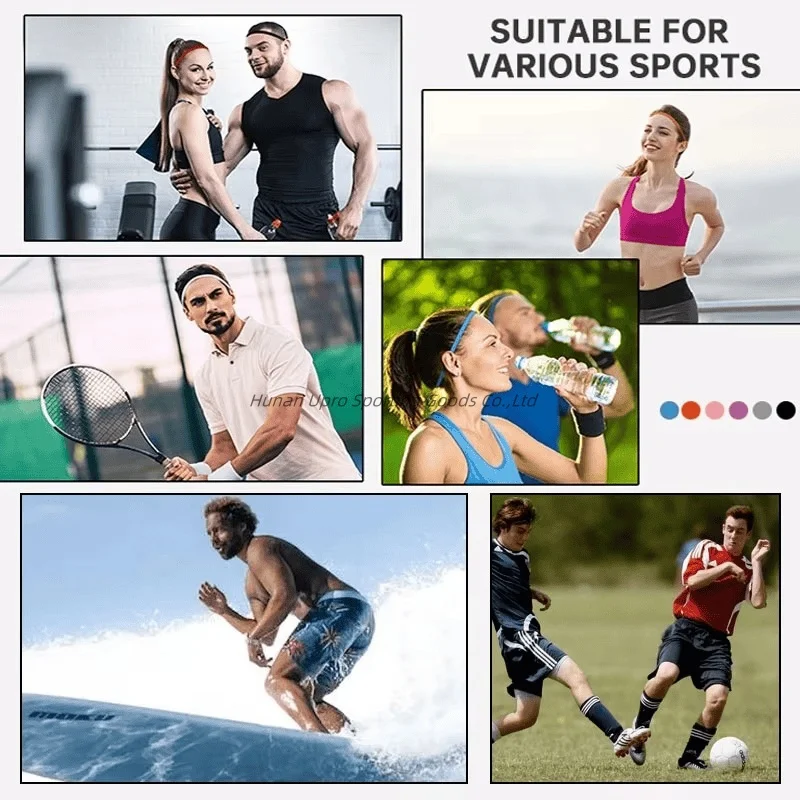 2 pieces Thin Non-Slip Elastic Sports Headbands Hair Bands with Non Slip Silicone Grip Exercise Hair Sweatbands