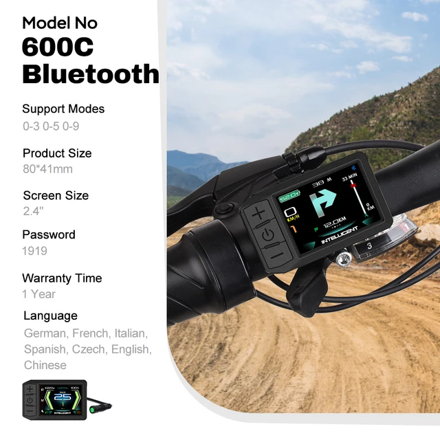 36V 48V 52V LCD 600C Display UART Protocol Bluetooth Function Display For Bafang BBS0102 BBSHD Mid drive Motor