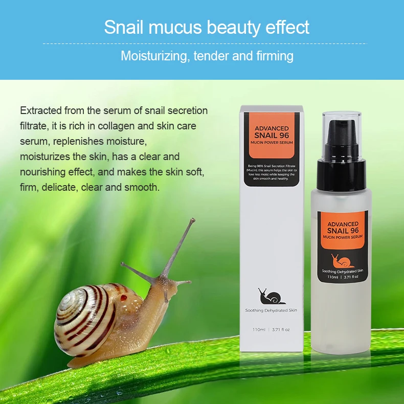 Private Label Skincare Moisturizing Face Snail Serum Vitamin C 96% Mucin Ordinary Serum