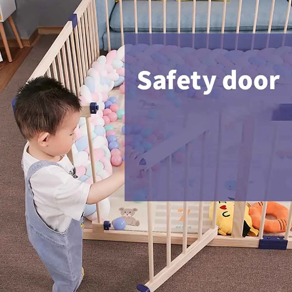 Manufacturer Indoor Foldable Wood Play Fence Wood Play Pen Playpen for Baby Toddler