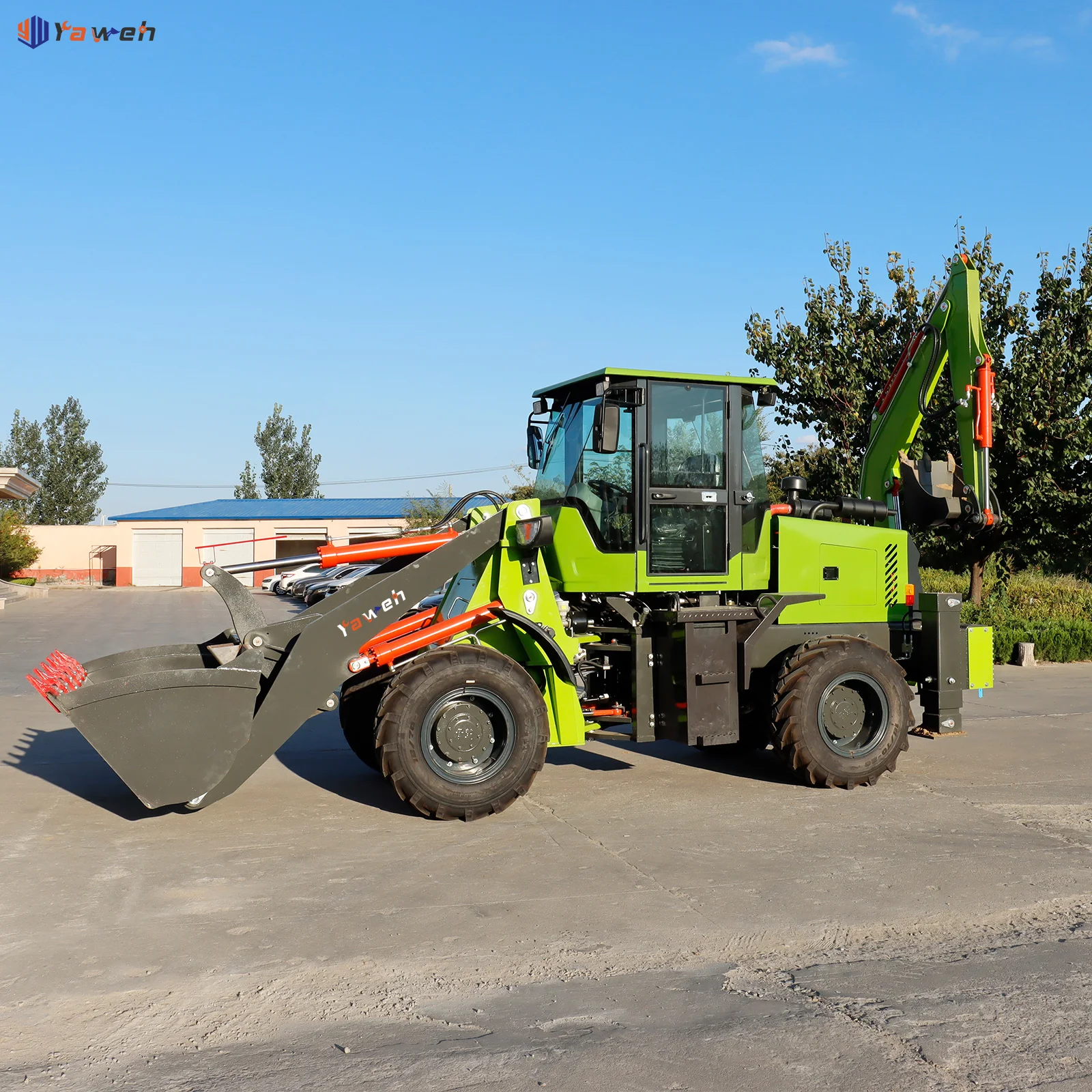 Yaweh chinese retroexcavadora case 360 degree remote control 4wd tractor front wheel loader backhoe excavator loader 4x4