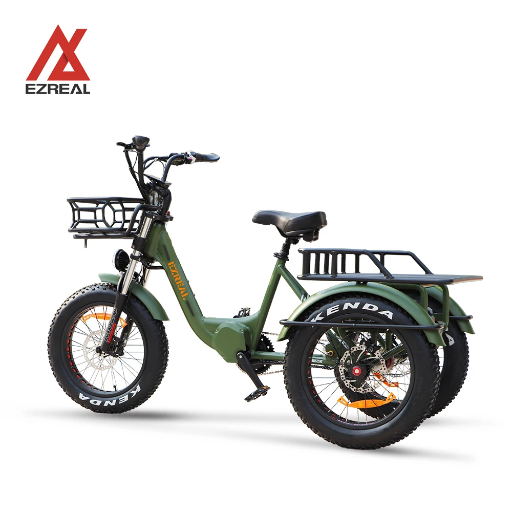 EZREAL M600 500 Вт BAFANG Mid ETRIKE 3 48 В 7-скоростной трехколесный велосипед для взрослых Электрический грузовой велосипед с открытым кузовом