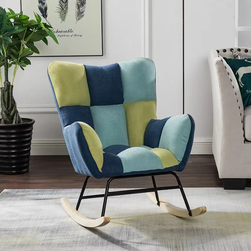 Living room Sofa relax rocking chair reclining rocking sofa Accent Modern Armchair Velvet Nursery Rocker,Wingback Rocking Chairs