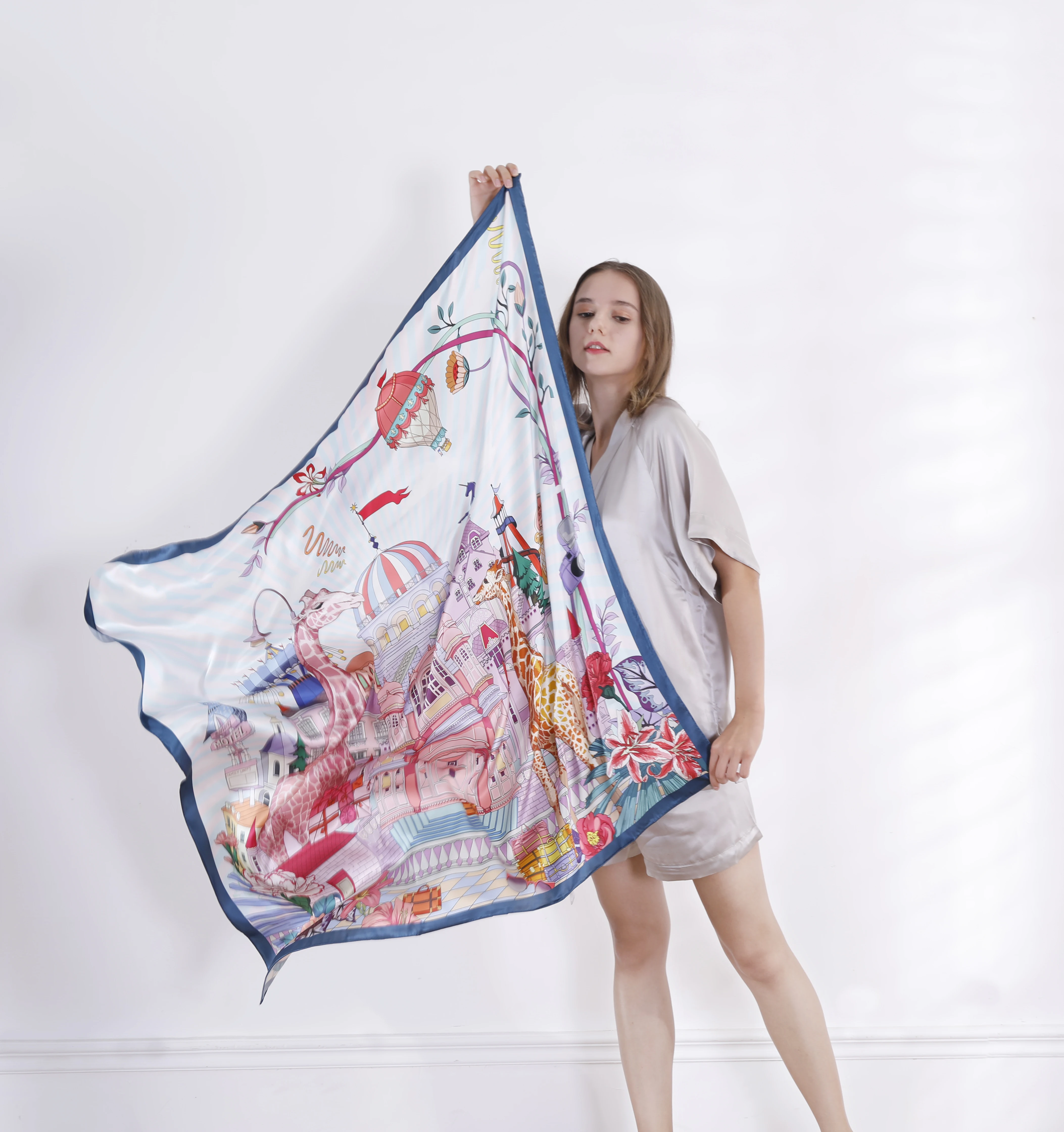 Awesome Wholesale Amazon Hot Sale Women Luxurious and Fashionable 100% Real Mulberry 6A Silk Scarf