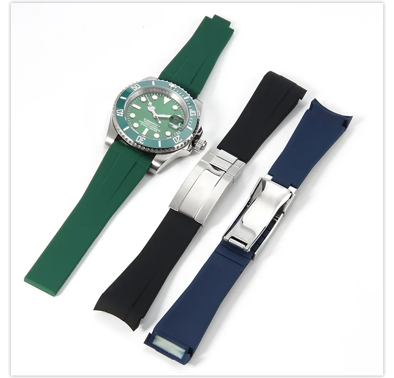 20mm Rubber Silicone Watch Band for Rolex Strap Daytona Submariner DEEPSEA GMT SEAMARSTER OYSTERFLEX Bracelet Adjustable Size