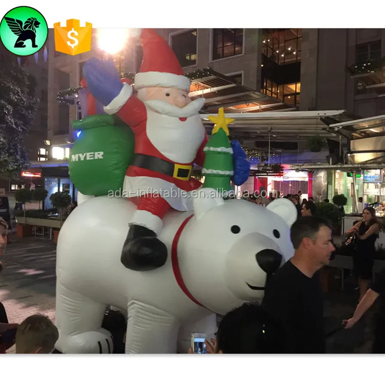Giant Inflatable Santa Claus Customized Event Santa Claus Inflatable With Polar Bear A5709