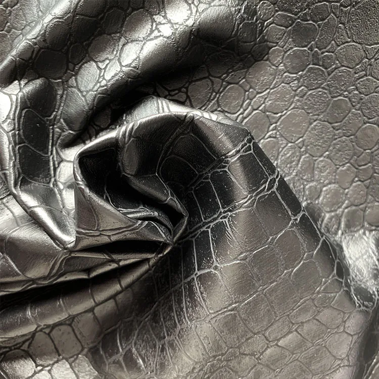 
crocodile pu leather embossed synthetic jacket leather 
