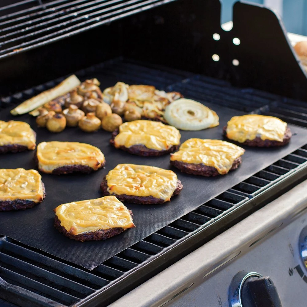 Fireproof Non-stick  fire retardant ptfe bbq grill mat BBQ Grill Mat washable oven liner